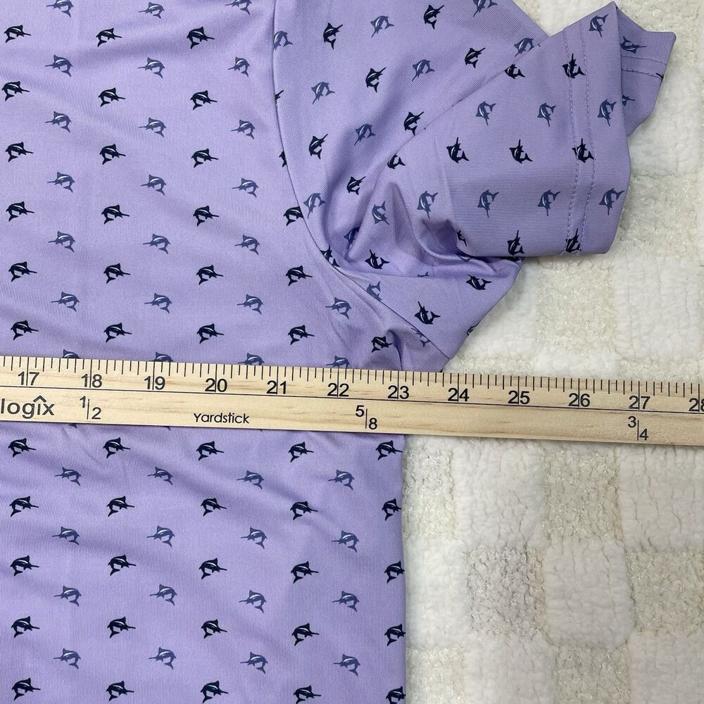 RLX Ralph Lauren Golf Polo Shirt Large Marlin Print Stretch Performance Purple - Picture 4 of 7